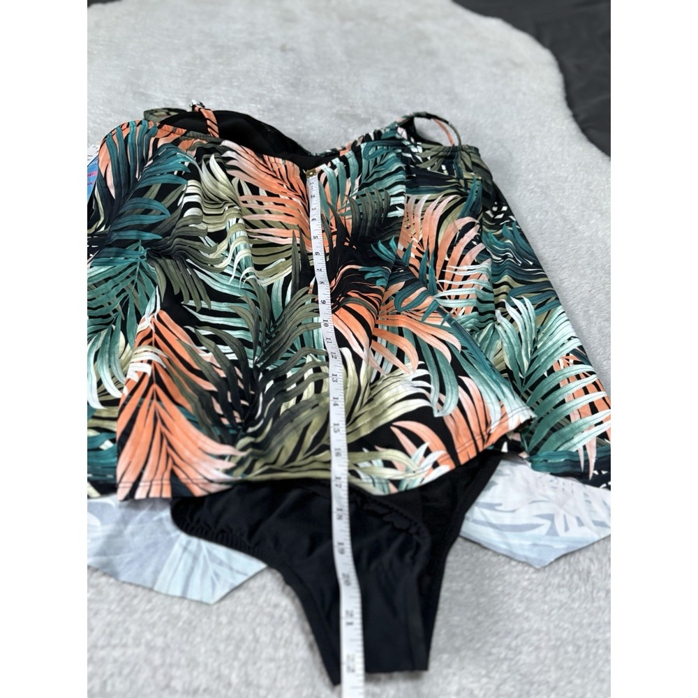 Swim Solutions Size 24 W PALM DELIGHT Plus Size Handkerchief One-Piece Swimsuit - Picture 8 of 9